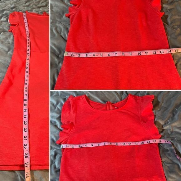 Dip Ruffle Sleeveless Stretchy Sporty Dress Orange Red 8 - Picture 9 of 9